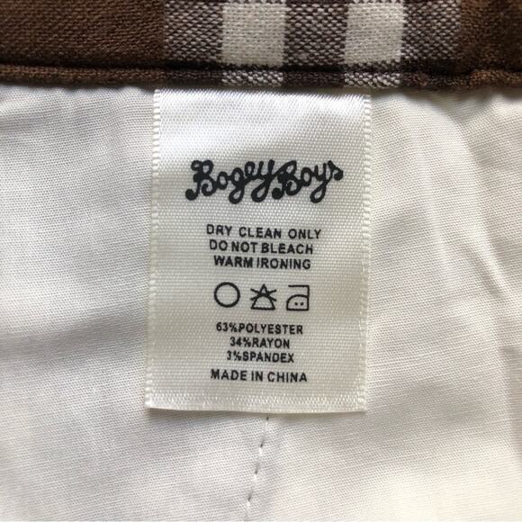 Bogey Boys Brown Big Checkered Flat Front Golf Pants Straight Leg Men's Size 34 - Picture 14 of 15